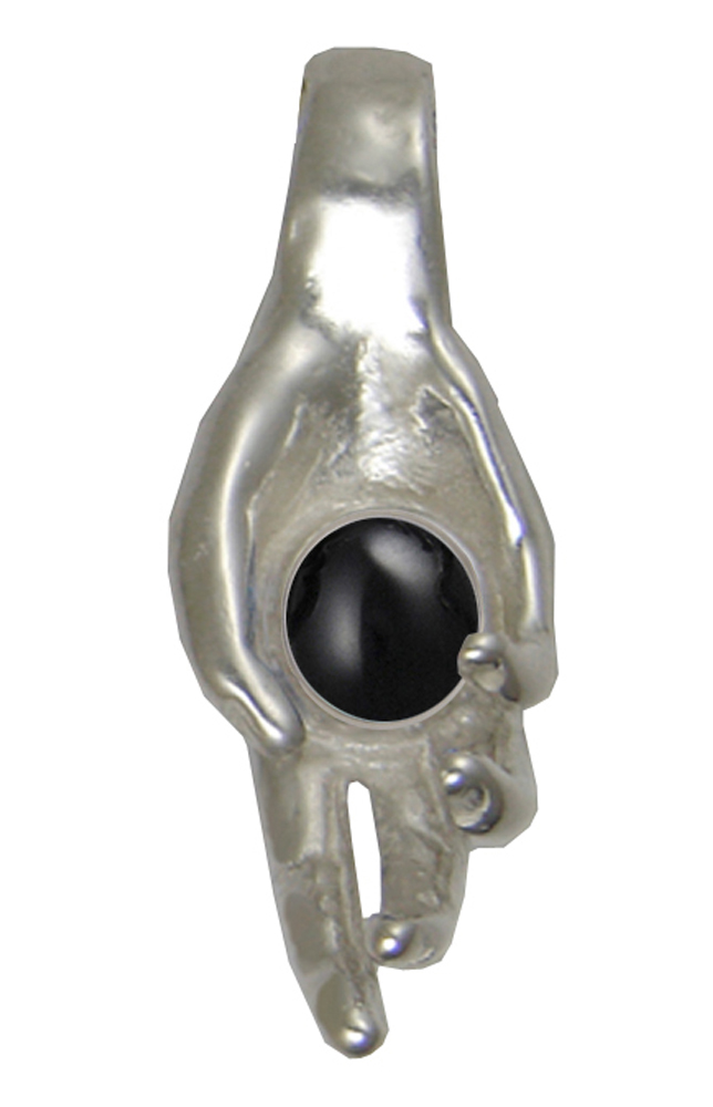 Sterling Silver Healing Hand Pendant With Black Onyx